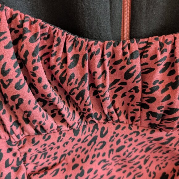 Zara Pink & Black Animal Print Draped Ruched Mini Dress Medium Blogger favourite - Picture 9 of 14